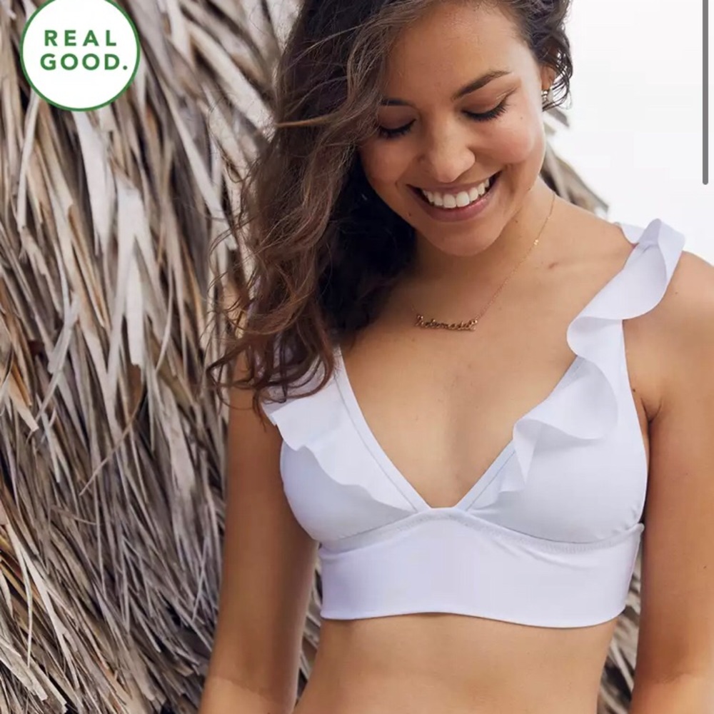 White ruffle bikini top